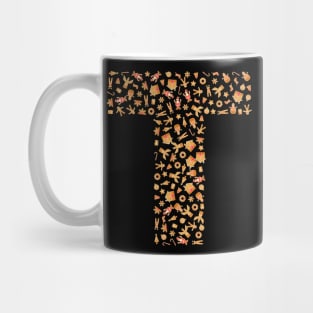 Letter T Initial Christmas Decorations Gingerbread Mug